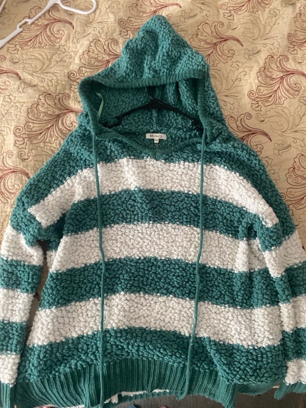 Miracle Teal & White Striped Hoodie
